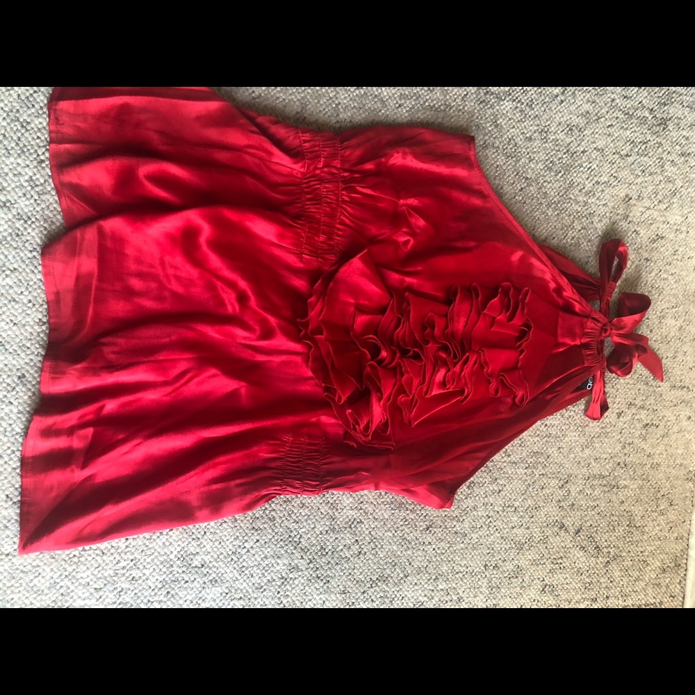 Bebe silk ruffle tank